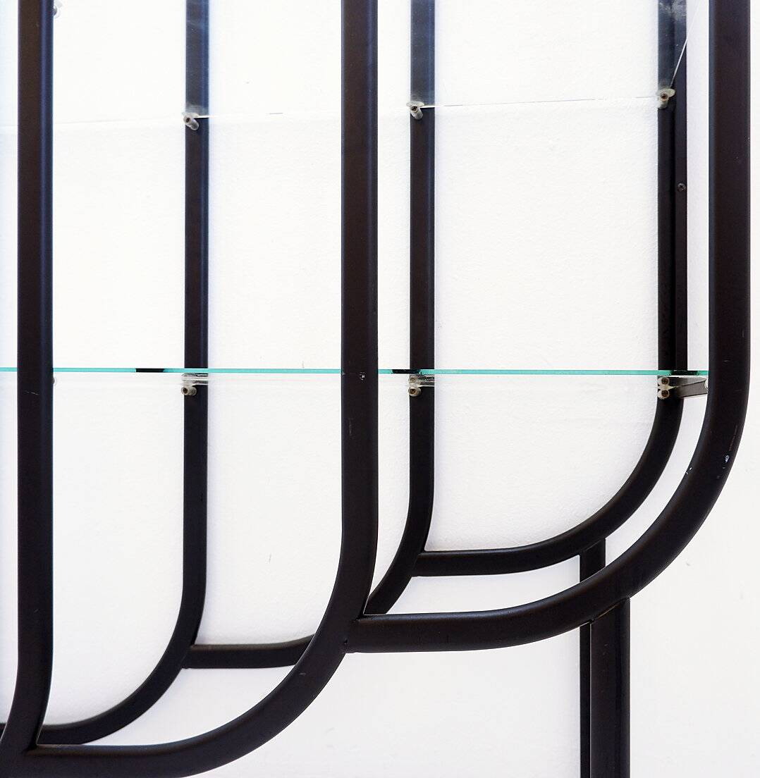 Black Bookcase - Metal and glass - 20th