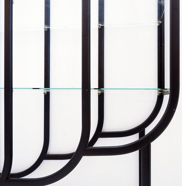 Black Bookcase - Metal and glass - 20th
