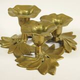 "Flowers" candle holder with three brass bobeches
