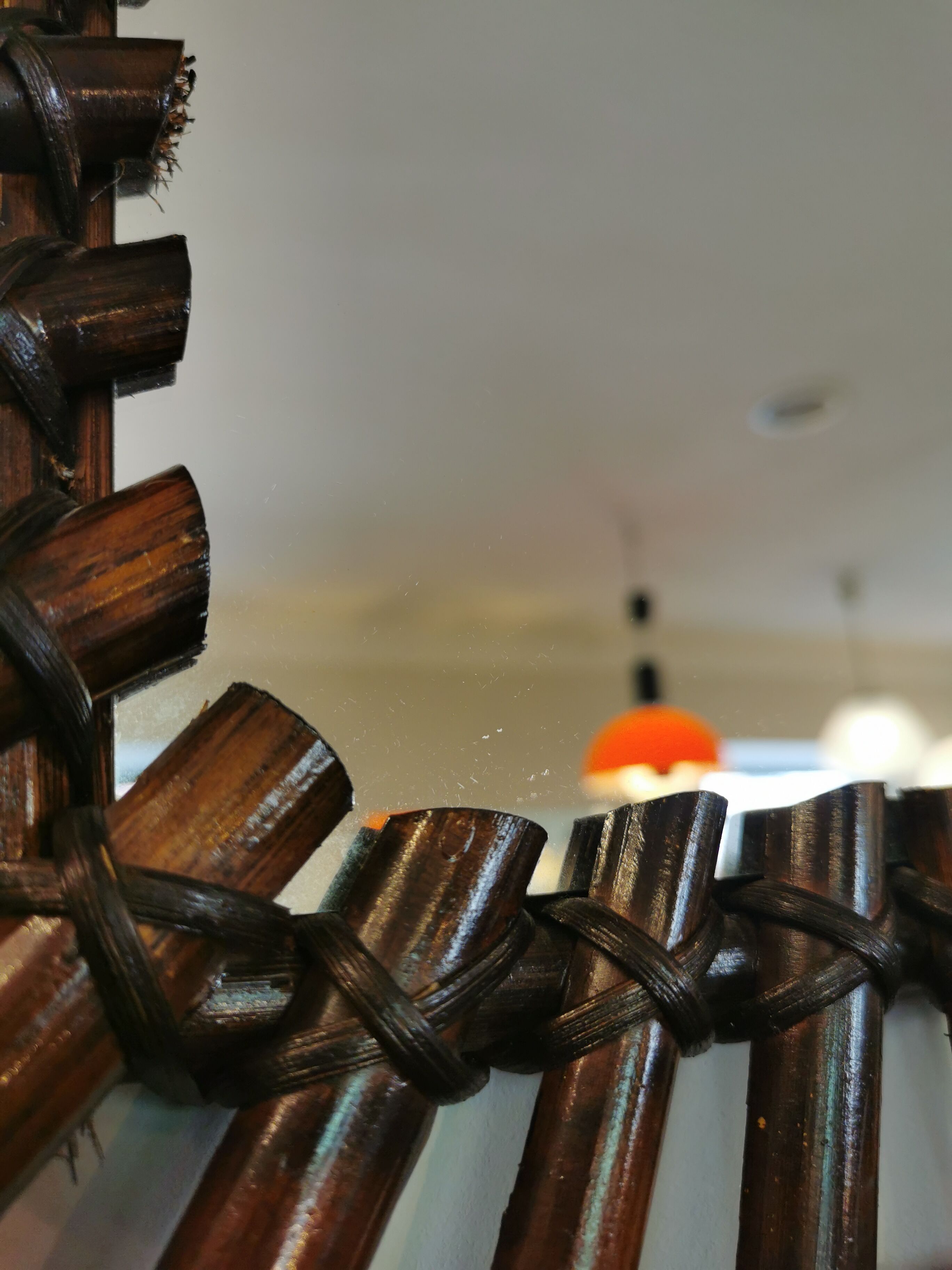 Bamboo mirror and vintage rattan 70s (60x50cm)