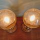 Pair of wooden and blown glass lamps, Honsel Leuchten, 1970s