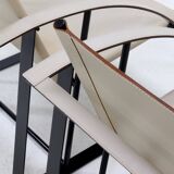 Set of 2 Post Modern Saddle Leather and Steel Armchairs 1970s