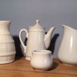 Trio of pitchers and jam jar