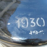 Covered cubist glass pot La Coupole Brasserie Paris 1930 signed Riecke