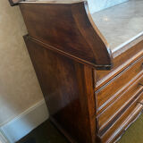 19th-century walnut and marble toilet commode in Louis Philippe style