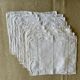 Set of 8 antique placemats embroidered and monogrammed "JS" - white - 42x35 cm - linen