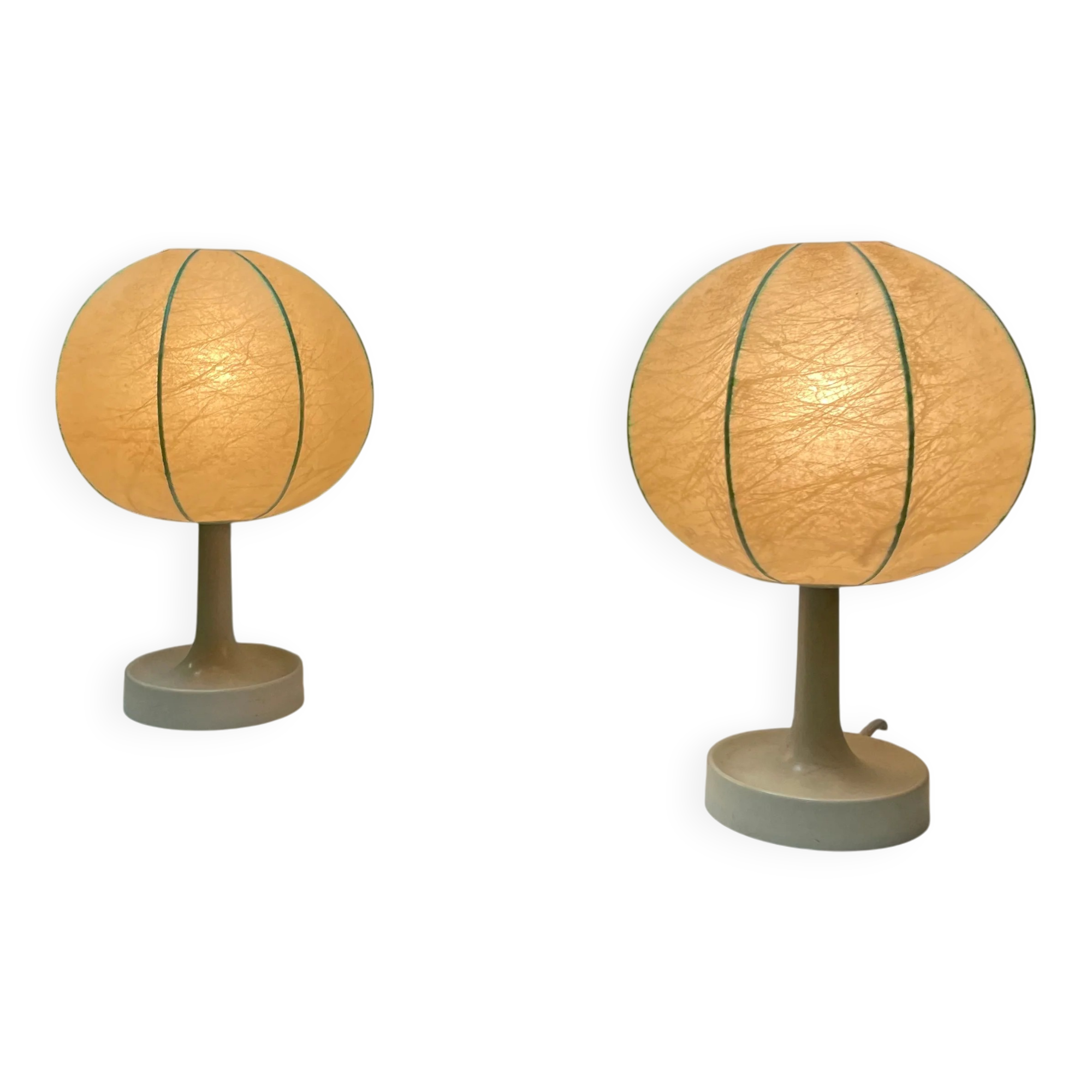 Paire de lampes de table cocoon par Goldkant Leuchten 1960