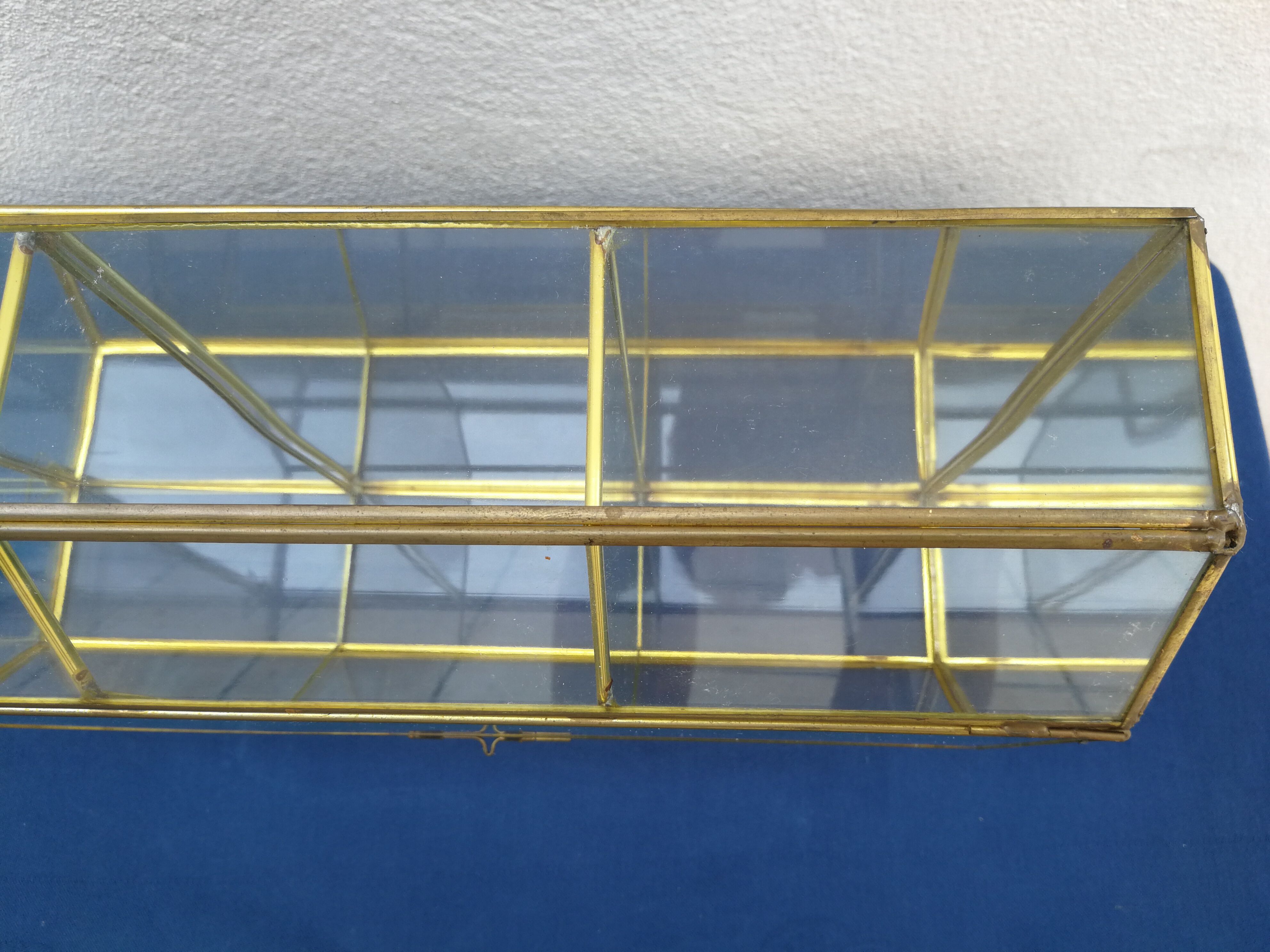 Vintage glass and brass showcase