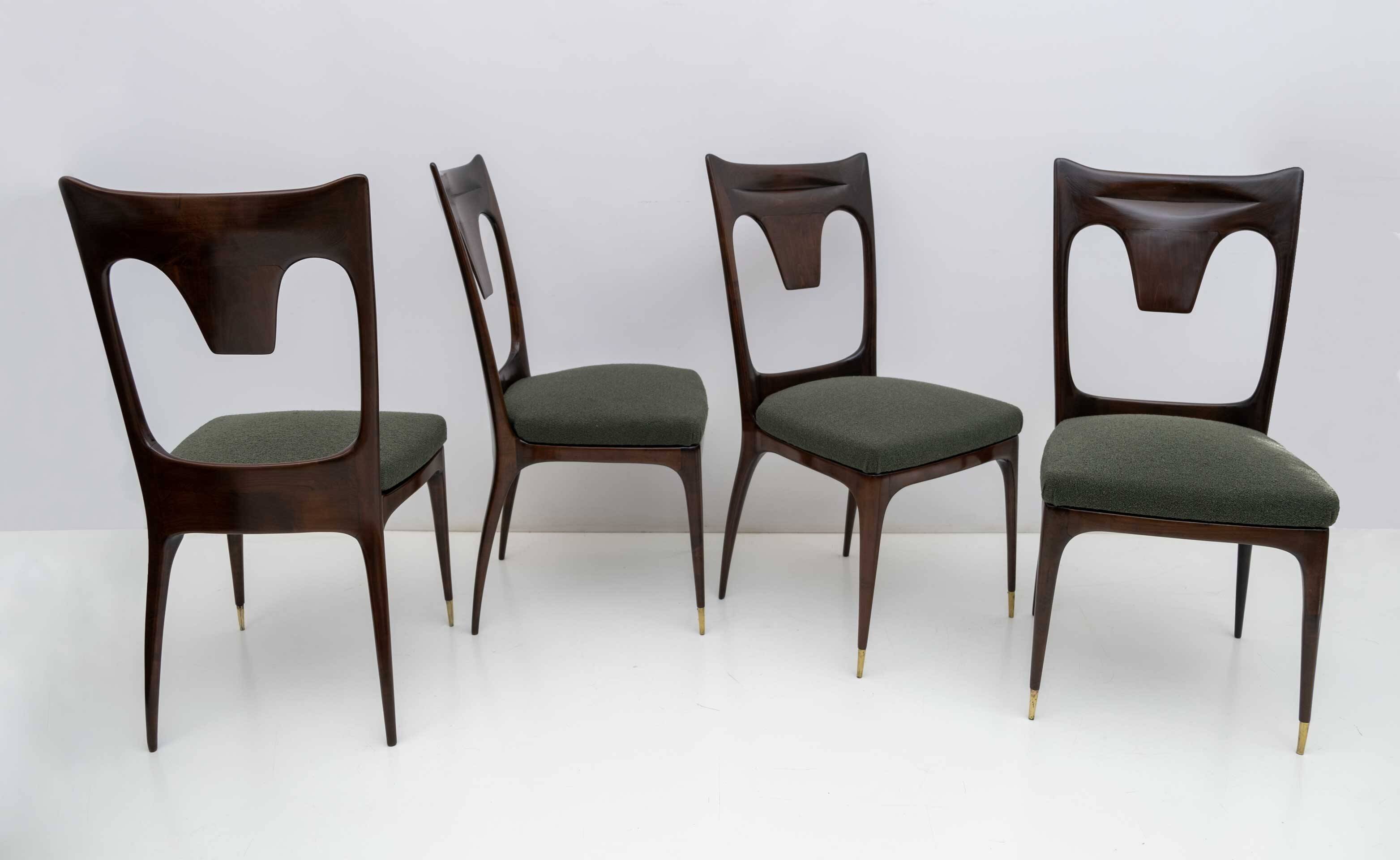 Ico & Luisa Parisi MidCentury Modern Italian Walnut and Bouclè Dining Chair