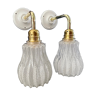 Set of two new electrified glass and ceramic sconces