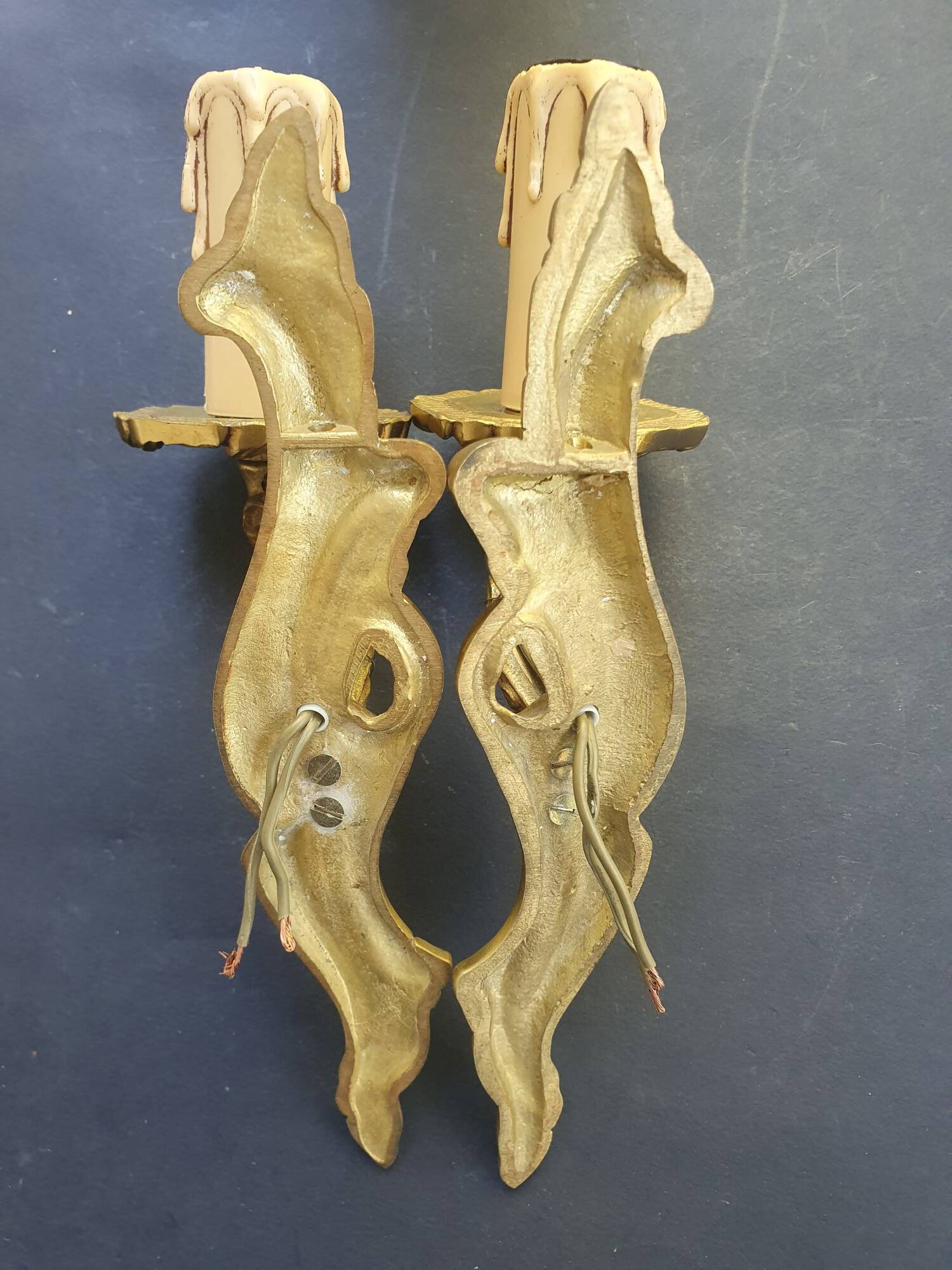 Pair of antique wall candle holders