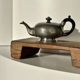 Small teapot, pewter coffee pot flattened oval shape