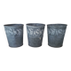 3 small zinc pots