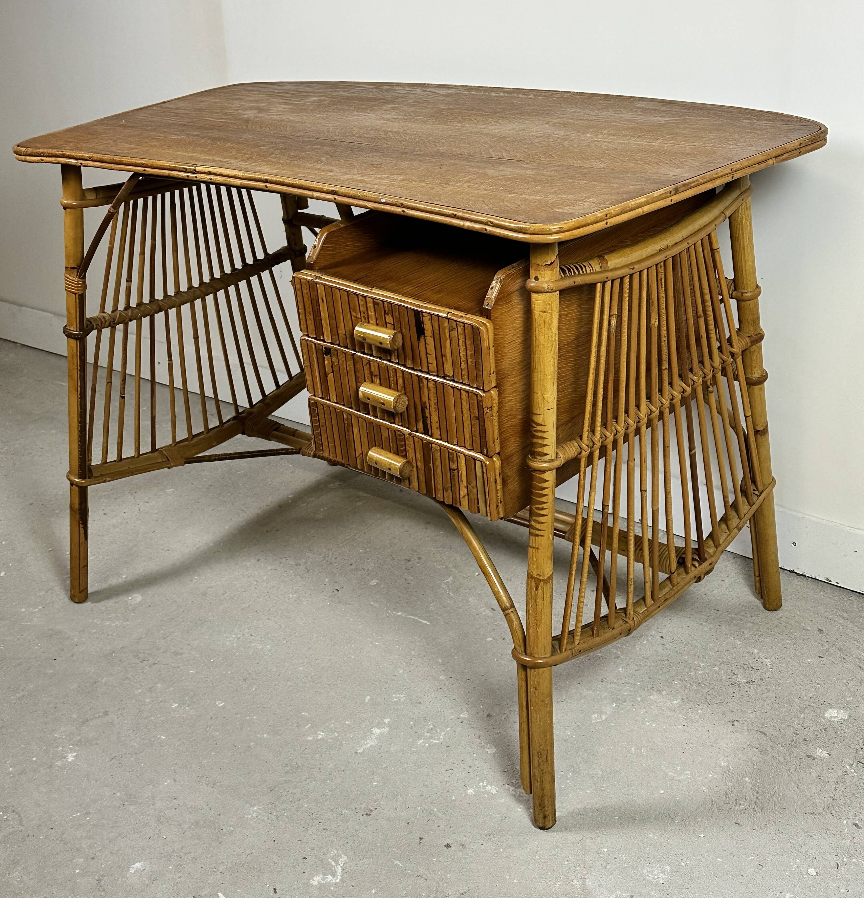 Vintage rattan desk 1960