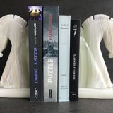 Pair of onyx horse head bookends