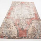 3x6 Rug For Laundry Room Red Beige Antique Vintage Rug, 110x193Cm SK 2797