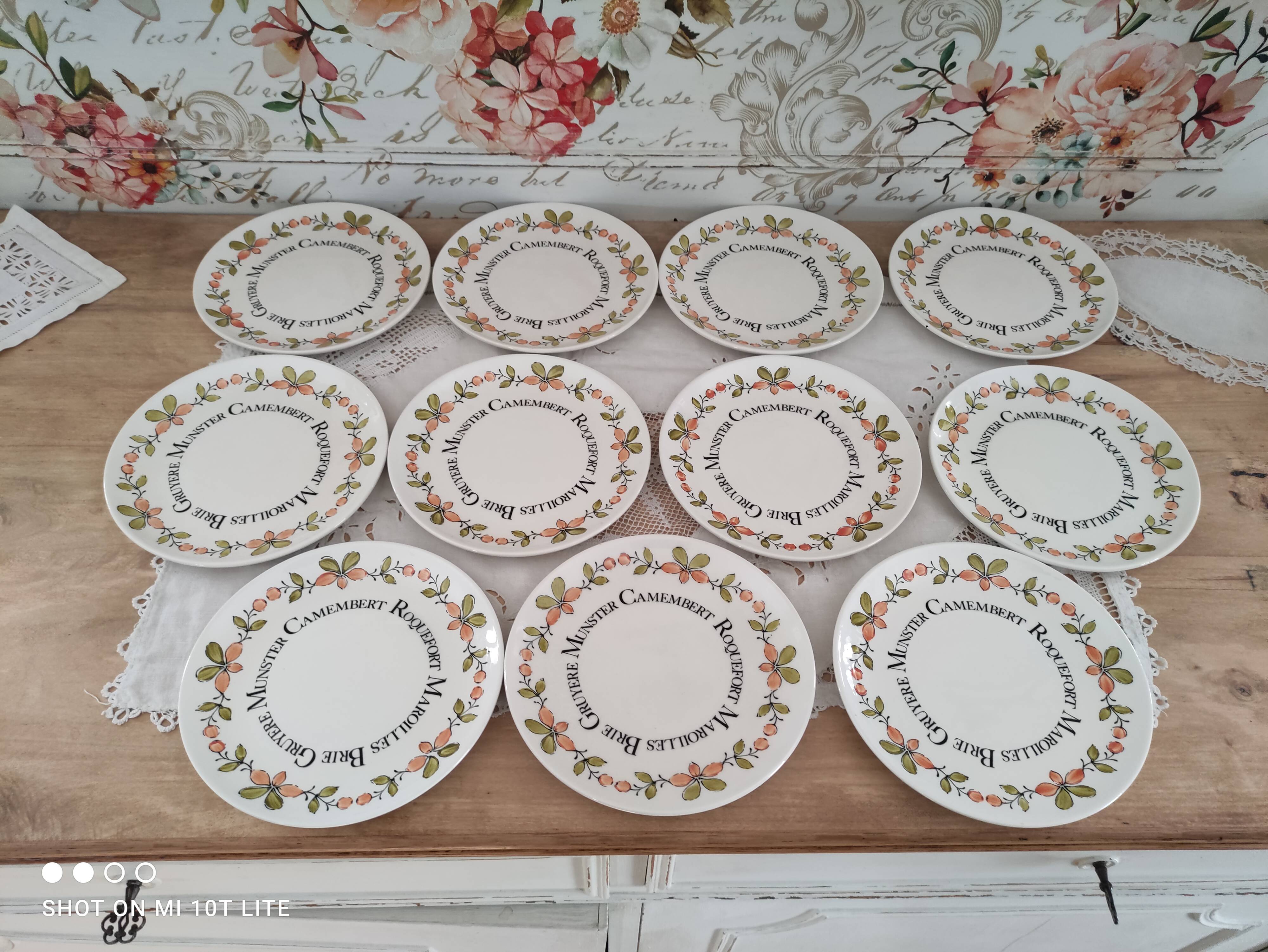 Set of 11 gien france cheese plates from the ma cuisine series