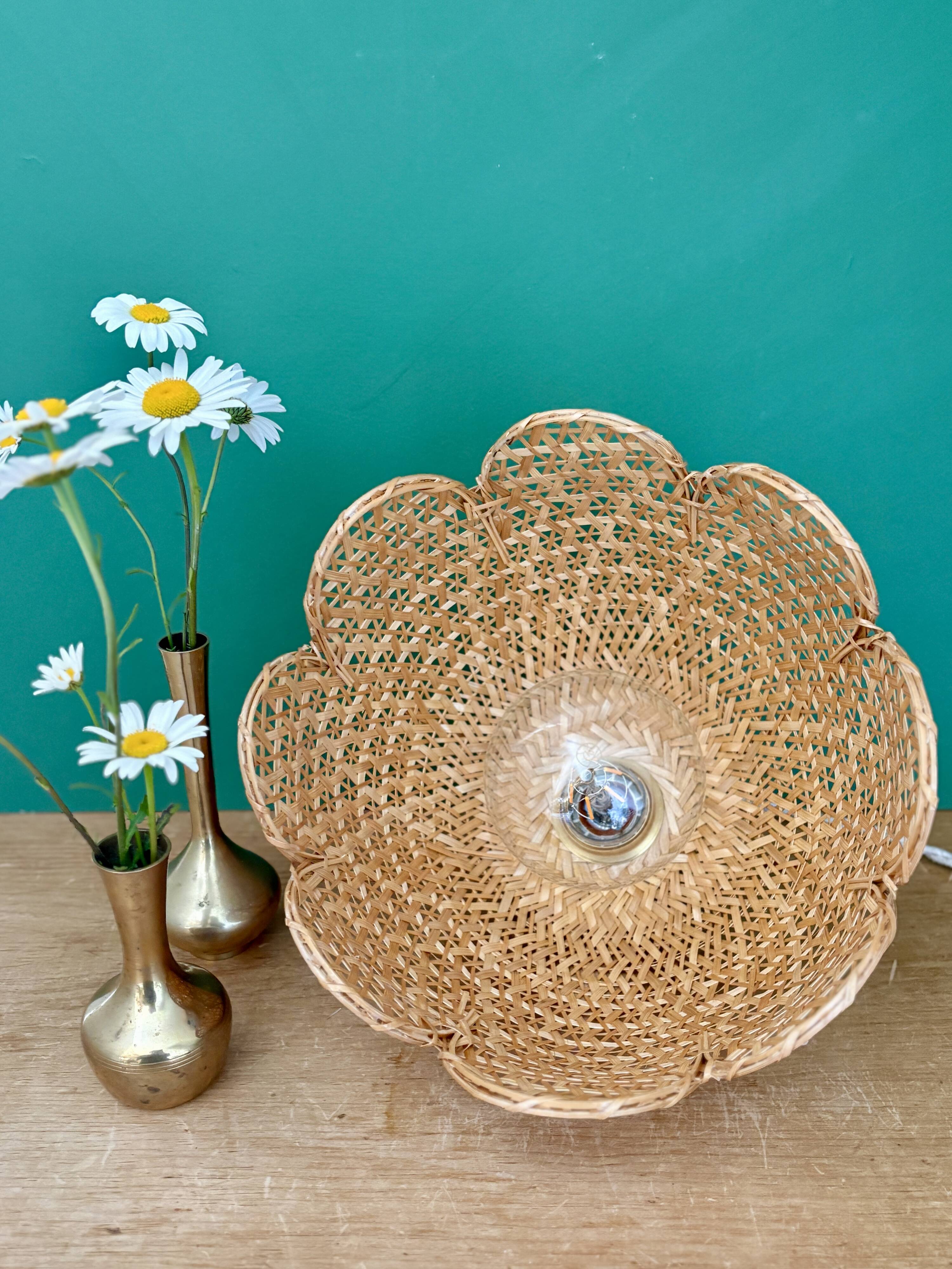 Vintage pendant light in natural materials