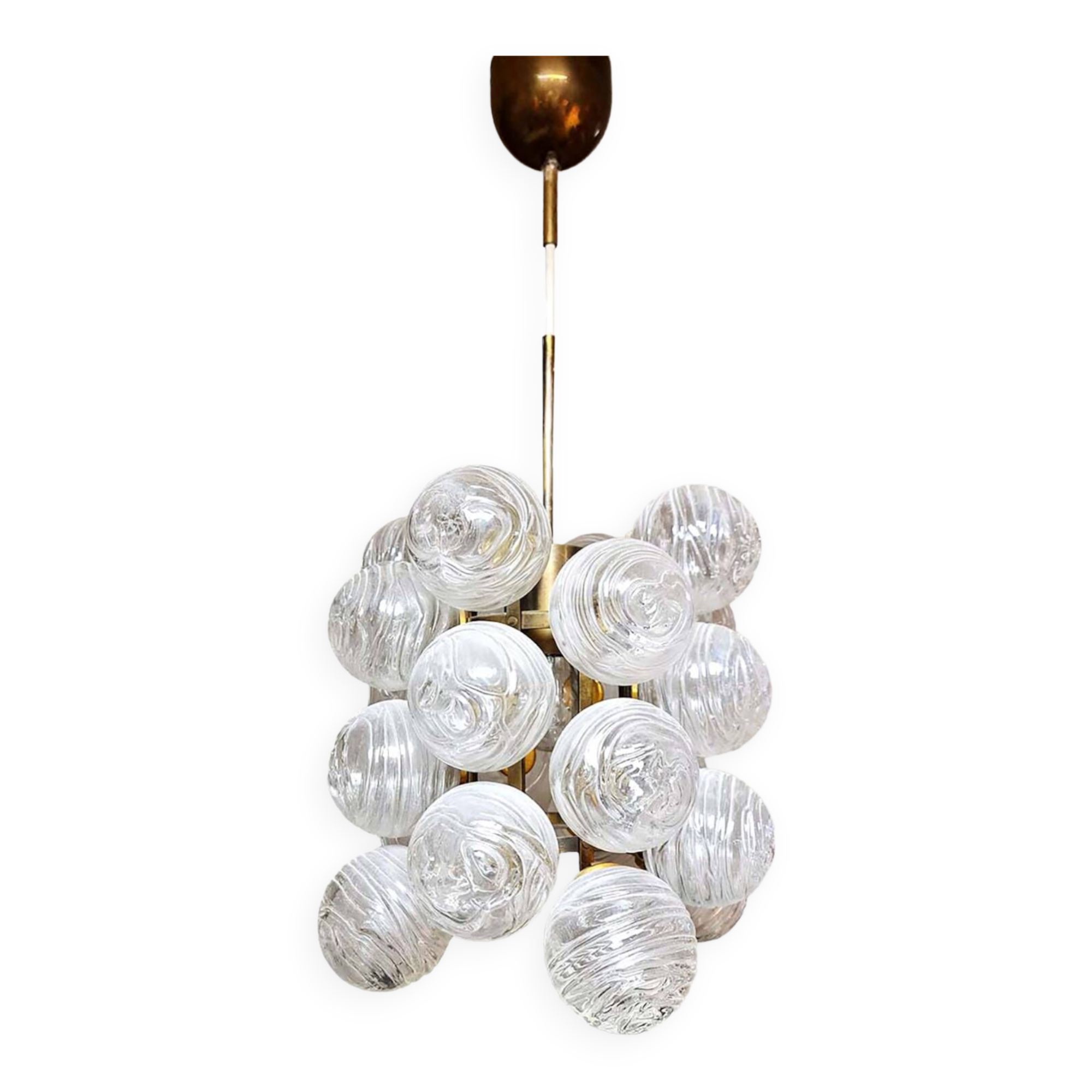 Vintage German sputnik pendant lamp glass snowballs 1970
