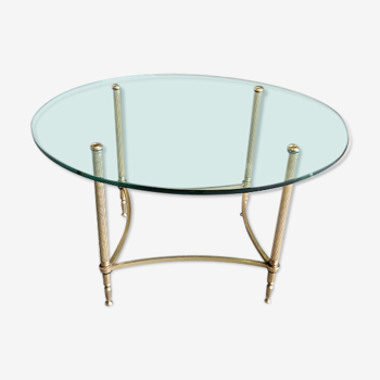 Coffee table round glass tray and brass legs