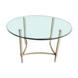 Coffee table round glass tray and brass legs