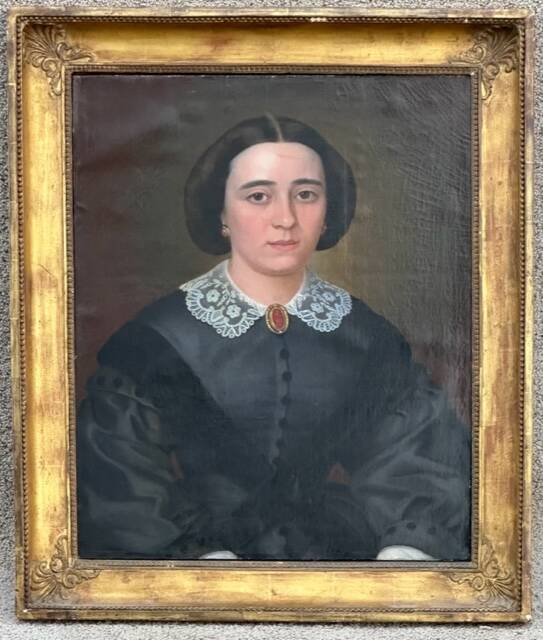 Achille delmère (xixth century) oil on canvas portrait of elegant