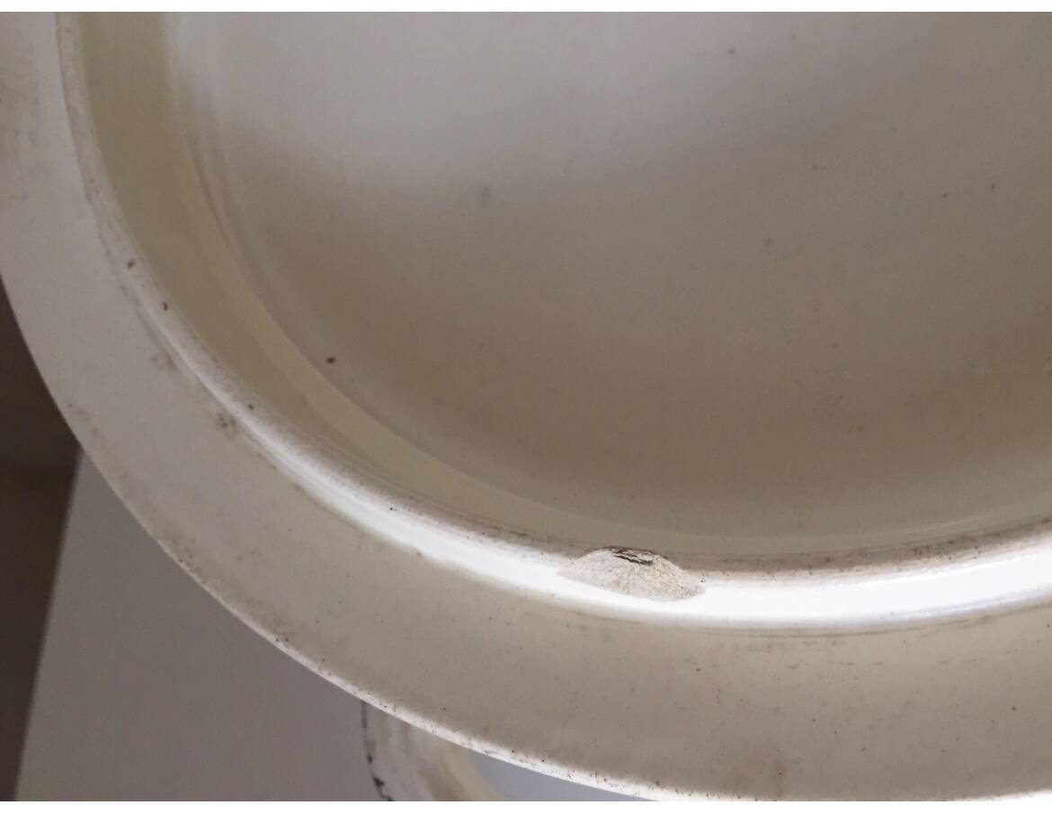 Ancienne Soupière Terre de Fer décor bleu fleuri