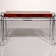 Table console en chrome et bois d'Aldo Tura, années 1970