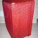 Boite en osier tressé rose-rouge