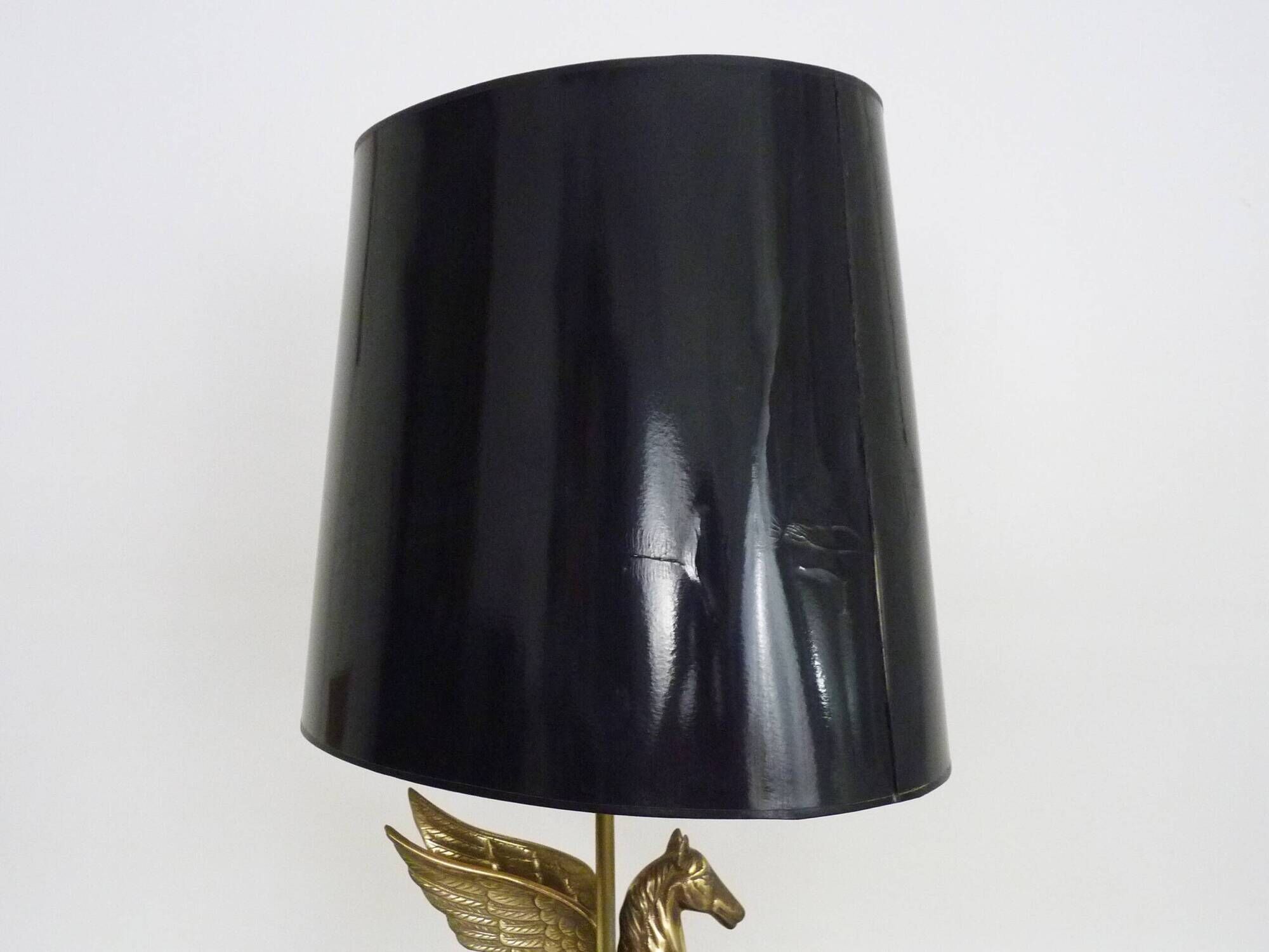 Maison Charles style winged horse desk lamp in vintage brass 1980s