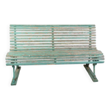 Antique French Park Benches Painted In Greenish Color From 1930s