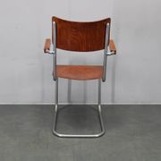 Bauhaus cantilever armchair in chrome tubular steel and beech, 1930s