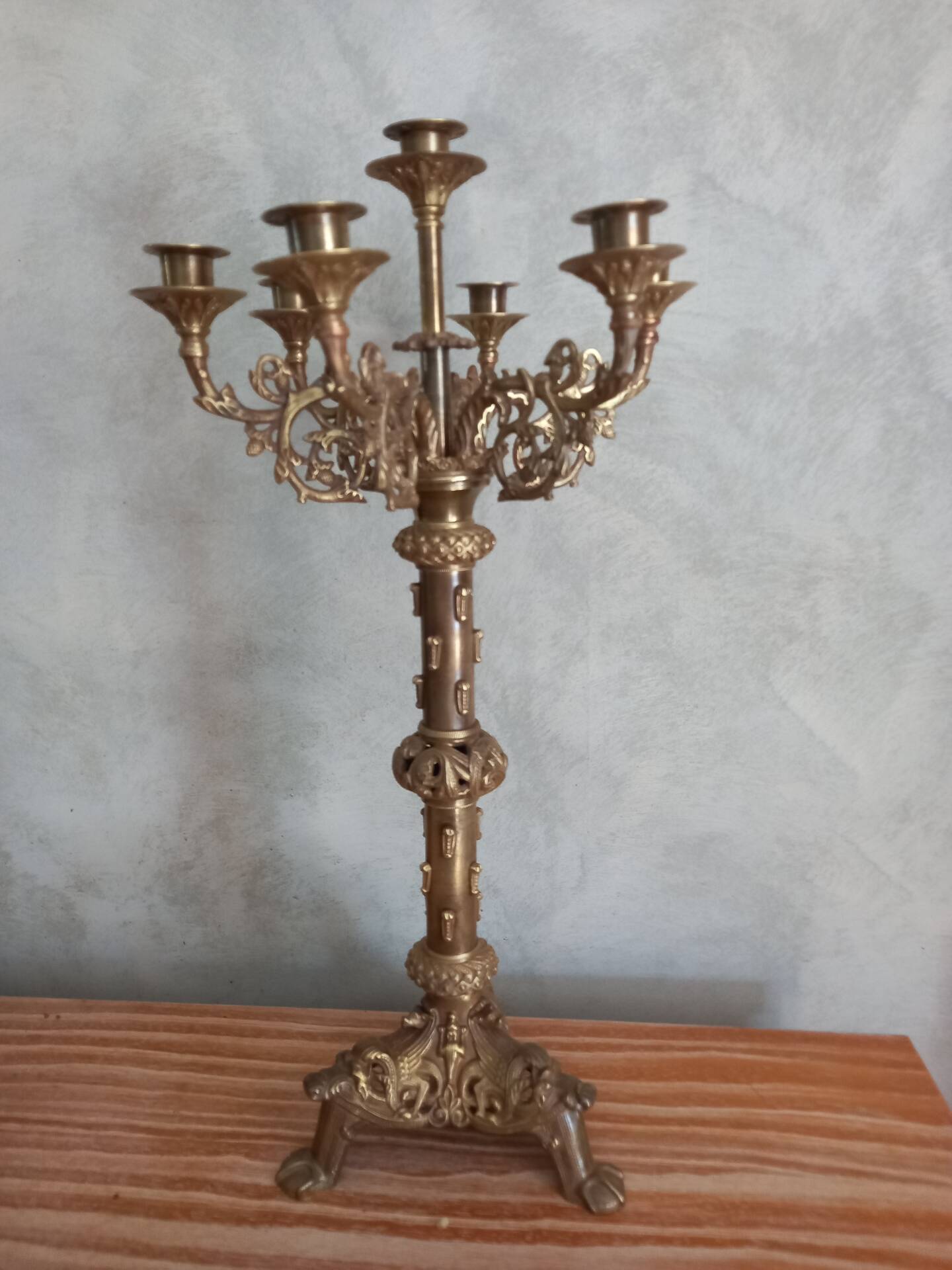 Large bronze chandelier in the Louis XVI style.