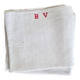 Old linen tea towels - monogrammed - red stripes - Set of 7