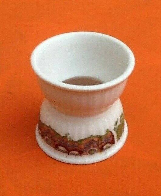 Art Nouveau Gadrooned Diabolo Egg Cup White Porcelain with Frieze Decoration