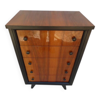 Vintage chest of drawers in a unique style with 5 drawers from the 50s and 70s, t