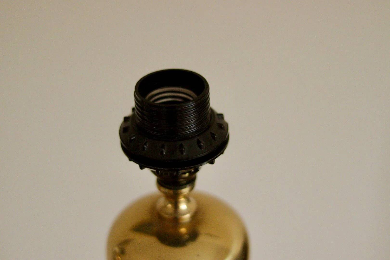 Pair of tall mid-century Swedish brass bobbin lamps by Aneta