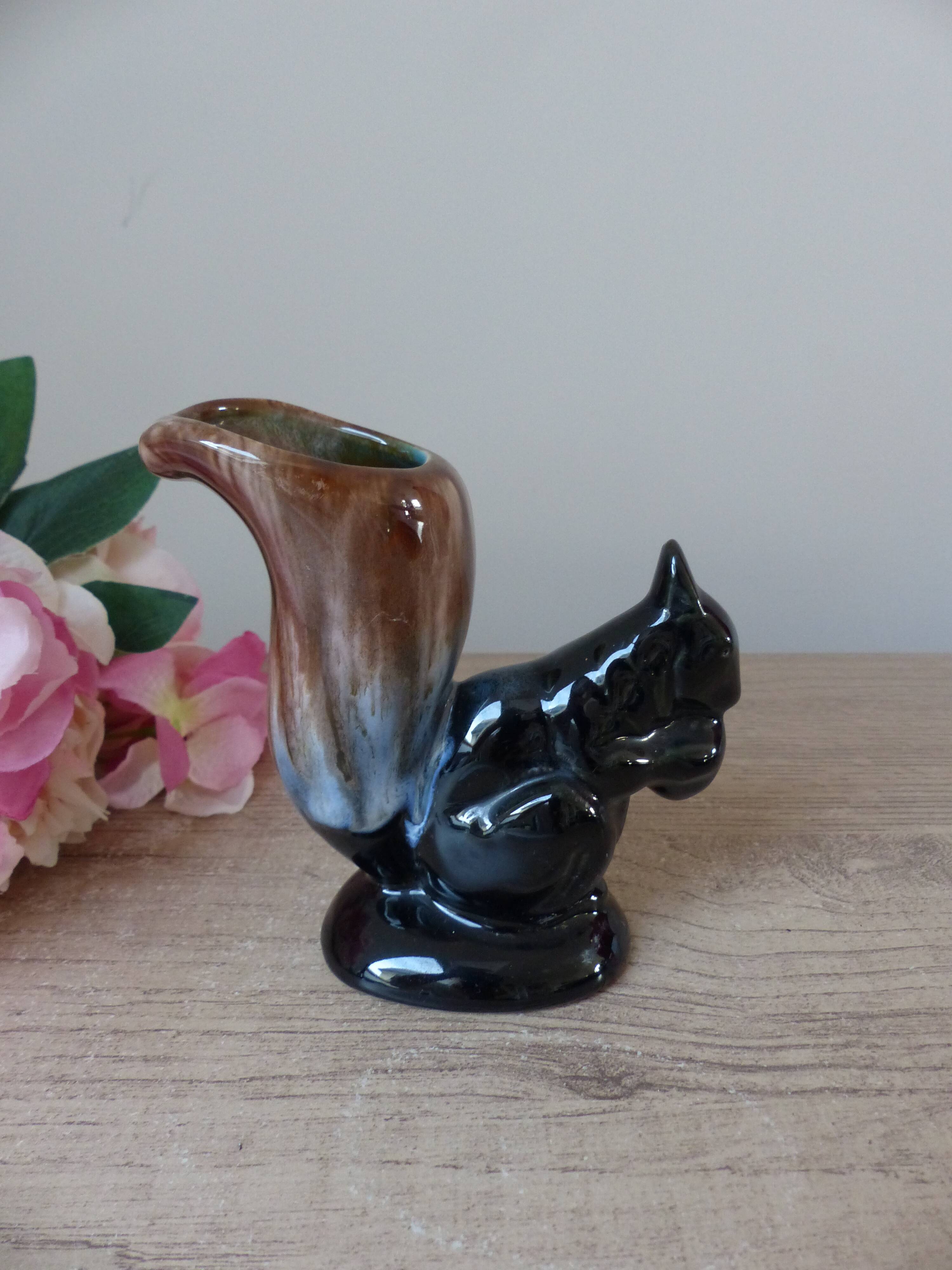 Vintage squirrel vase in flamed stoneware – 1960 - 1970