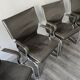 Ensemble de 6 chaises Uno en cuir gris sur piètement tubulaire chromé en porte-à-faux
