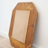 Octagonal mirror in woven bamboo
