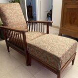 Moriss armchair with reclining back and footrest