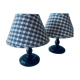 Pair of turned wooden bedside lamps