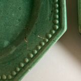 Set of 5 octagonal plates glazed clay beads 1950