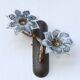 Set of 2 Murano Wall Light Black Flowers, 1970s