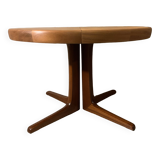 Table scandinave ronde vintage à pied central étoile extensible Baumann