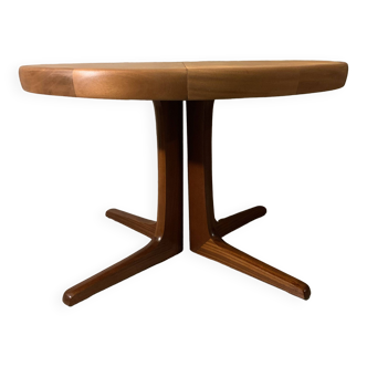 Table scandinave ronde vintage à pied central étoile extensible Baumann