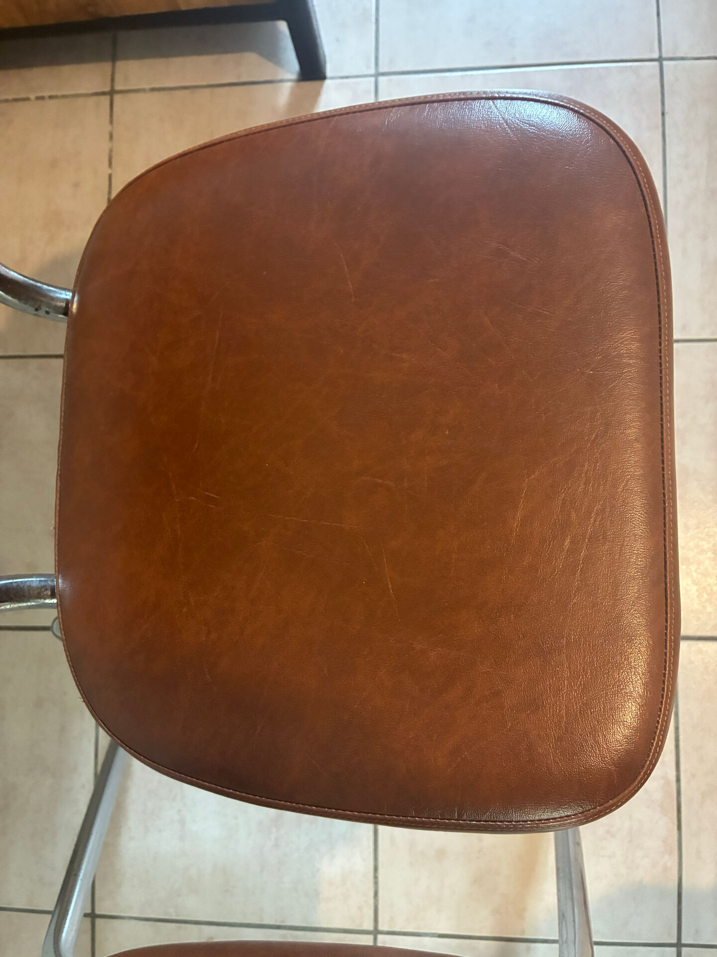 Set of 2 brown faux leather chairs – 1970s – vintage