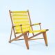 2 Yellow Spaghetti Armchairs in Beech, Garden Lounge Chairs, 1960s