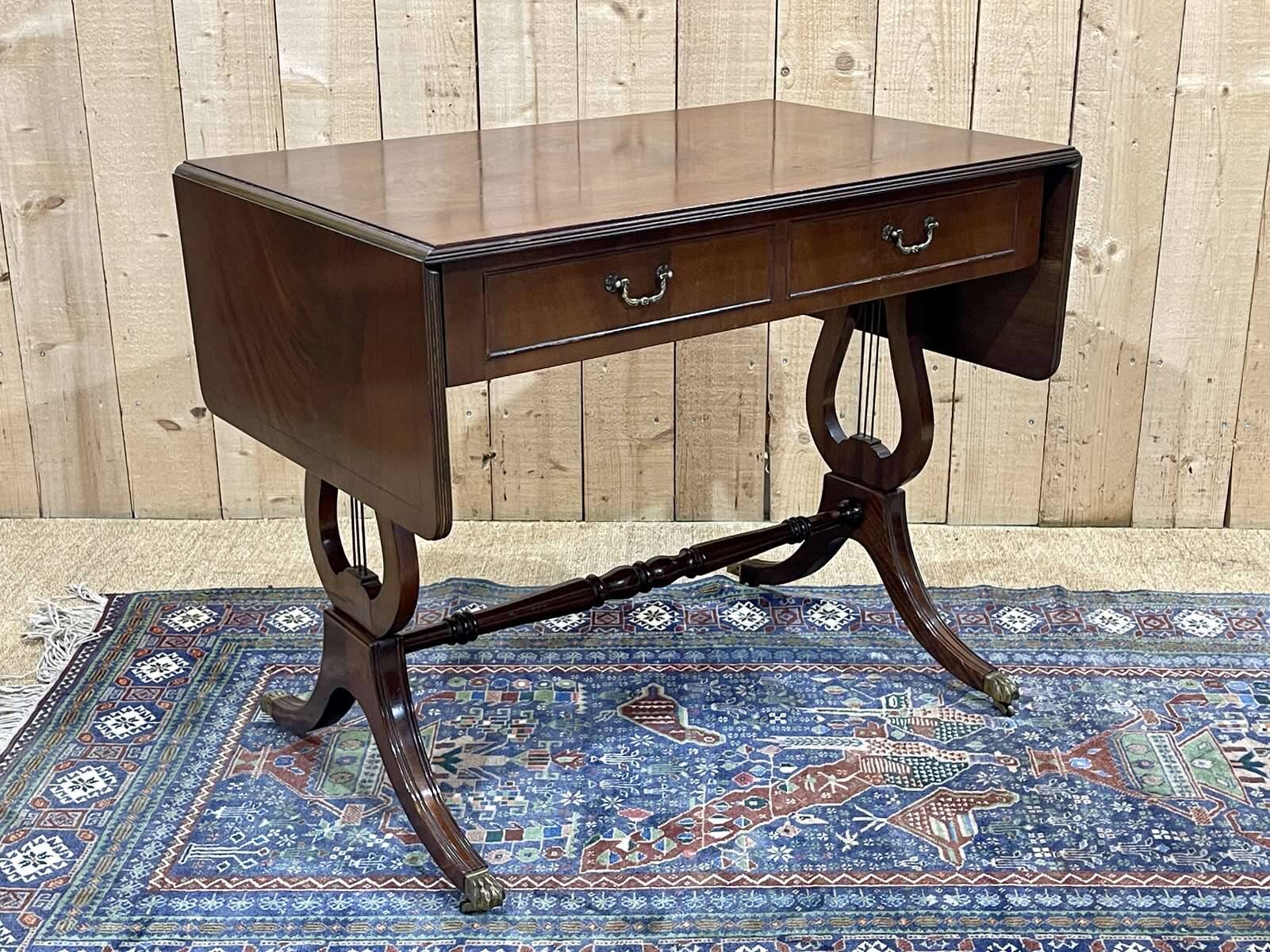 English mahogany drop-leaf desk from the 1950s