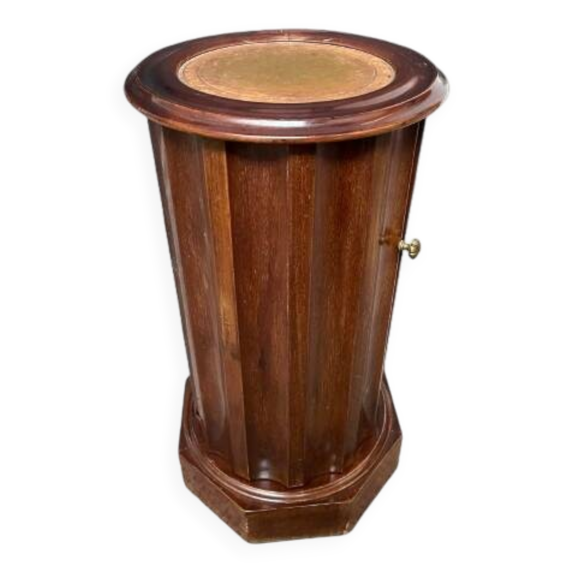 Round wooden bedside table, 1 door